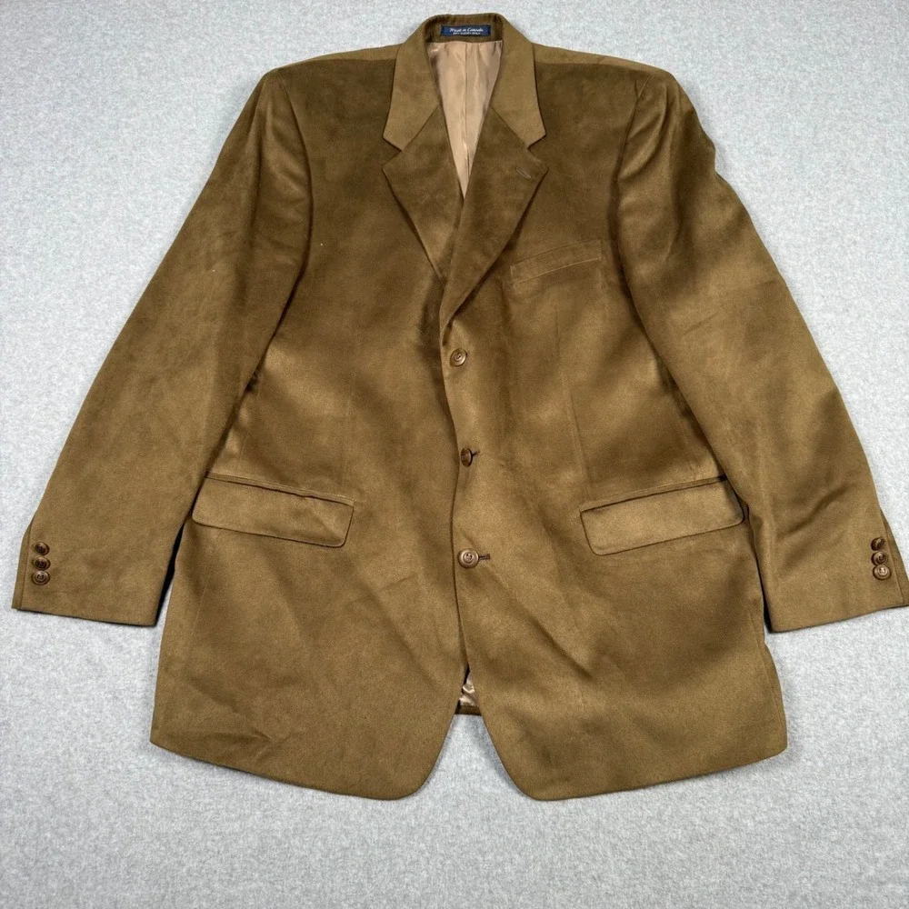 Brandini Robinsons-May Mens 46T Faux Suede Blazer Jacket Brown Made in Canada